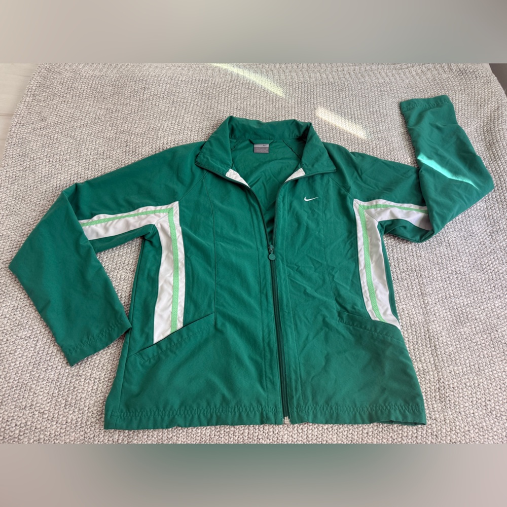 Nike Green Track Jacket with White Stripes
